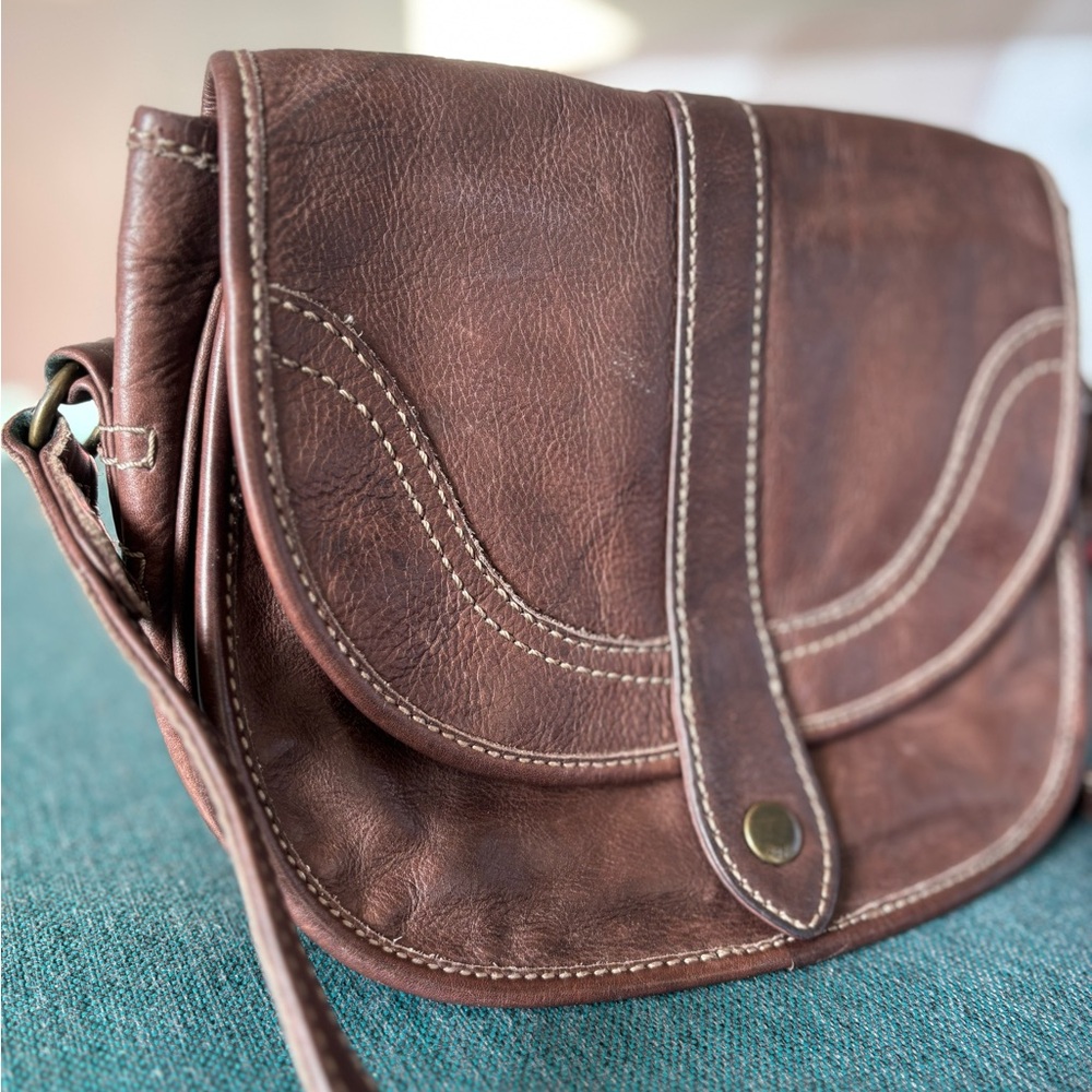 Vintage Frye Brown Leather Crossbody Bag
